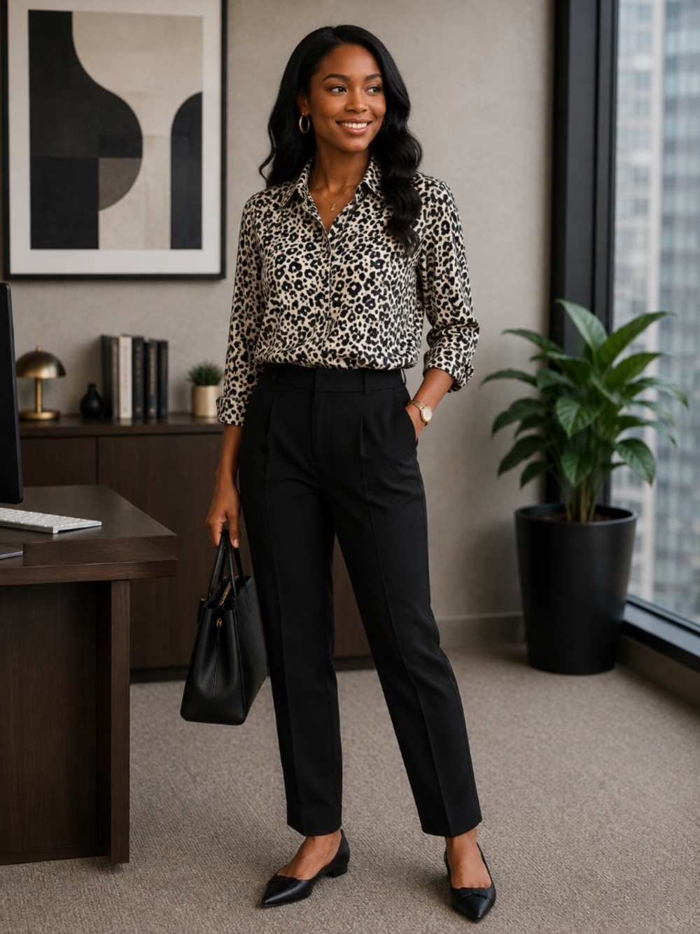 Dress Forum Los Angeles Leopard Print Blouse Size M